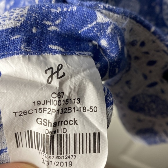 J. Hilburn Blue Tropical Print Short Sleeve Button Down - Picture 7 of 10